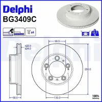 Delphi BG3409C Remschijf