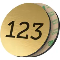 Combicraft ronde nummerplaatjes van acrylaat goudkleurig 25 mm met tape - 1 t/m 50