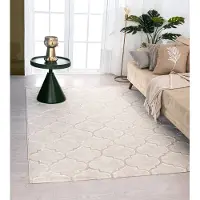 The Carpet Vloerkleed Knight Elegant, Hoge kwaliteit, Woonkamerkleed, Zachte korte pool, 3-D effect, Glanzende design elementen, Hoog-Laag structuur, Beige, 160 x 230 cm