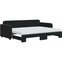 vidaXL Slaapbank onderschuifbed en matrassen 80x200 cm fluweel zwart
