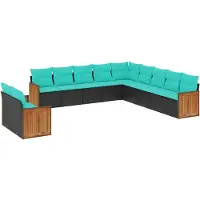 vidaXL 11-delige tuinbankset met kussens, zwart polyrotan