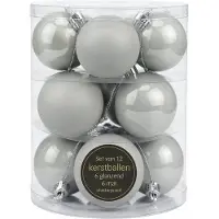 Migros Set van 12 Lichtgrijze Kerstballen – Glans & Mat – Kunststof Shatterproof – Ø 6,5 cm – Kerstboomdecoratie