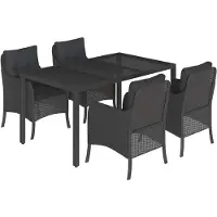 vidaXL 5-delige tuinset met kussens, zwart, van polyrotan