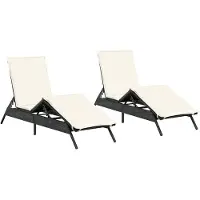 vidaXL - Ligstoelen - 2 - st - met - kussens - poly - rattan - zwart