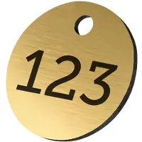 Combicraft ronde sleutellabels of nummerplaatjes van acrylaat goudkleurig 25 mm met gat - 1 t/m 50