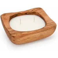 WDMT Geurkaars in houten kom vierkant – 2 lonten – compacte sfeerkaars 12,5 x 12,5 cm