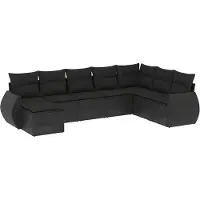 vidaXL 8-delige Loungeset met kussens poly rattan zwart