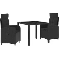 vidaXL Buiten Eettafel Set 3 st Zwart poly rattan