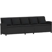 vidaXL - Tuinbank - 5-zits - met - kussens - poly - rattan - zwart