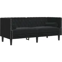 vidaXL Tweezitsbank Chesterfield-stijl en bolsters fluweel zwart