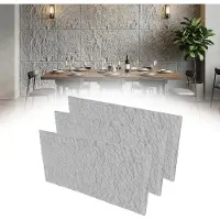 NaiZy 3D Muurpaneel Steenlook 120x60x3 cm, 3 Stuks PU Zelfklevende Wandbekleding, Waterdicht Steenpaneel voor Keuken, Badkamer & Woonkamer, Type A - Betongrijs -