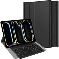 Just in Case tablet Hoes met Toetsenbord geschikt voor iPad Pro 13 (2025 / 2024) M5 / M4 - AZERTY Bluetooth Keyboard Case - Zwart
