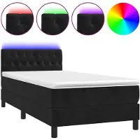 vidaXL Boxspringbed met matras en LED-verlichting, zwart, 100x200 cm, fluweel