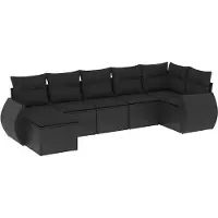 vidaXL 7-delige Loungeset met kussens poly rattan zwart