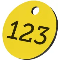 Combicraft ronde sleutellabels of nummerplaatjes van acrylaat geel 25 mm met gat - 1 t/m 50