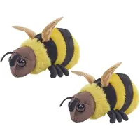 Wild republic honing bij knuffel - 2x - pluche - 13 cm - insecten - knuffeldieren - bijen