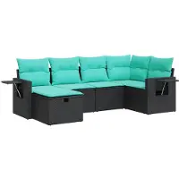 vidaXL 6-delige Loungeset met kussens poly rattan zwart