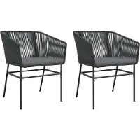 vidaXL Tuinstoelen, 2 stuks met kussens, zwart, polyrotan