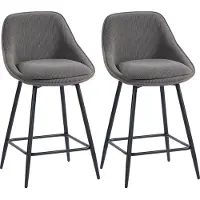 HOMCOM Barkrukken, set van 2, toonbankkrukken met voetsteun en rugleuning, corduroy-look, grijs