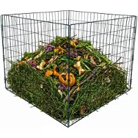 Acaza Compostbak - Bladkorf - 90 x 90 x 70 (L x B x H) cm - Zwart - Groenafval - Tuin - Compostvat - Compost - Compostbak Tuin - Compostbakje