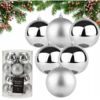 Migros 12 Kerstballen Zilver en Mat Grijs – Ø 6,5 cm – Kunststof Kerstballen – Shatterproof – 6 Glanzend en 6 Mat – Kerstdecoratie