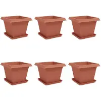 vidaXL Plantenpotten 6 pcs Baksteenrood 43 x 43 x 33,5 cm Kunststof