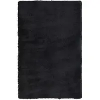 vidaXL Hoogpolig vloerkleed NAVARRA 130x200 cm polyester zwart