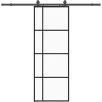 vidaXL Schuifdeur met beslagset 76x205 cm ESG glas zwart