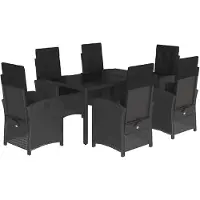 vidaXL 7-delige Tuinset met kussens poly rattan zwart