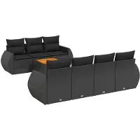 vidaXL 8-delige tuinmeubelset met kussens, zwart, polyrotan