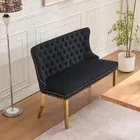 HAUSS SPOLE Barstoel - Set Van 2 - Hoge Rugleuning Met Siernagels - Comfortabele Zitting Met Veerkrachtig Schuim - Fluweel Zwart