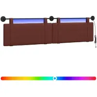 vidaXL Hangend hoofdbord Glanzend Bruin Antiek PU