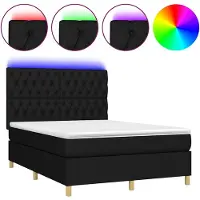 vidaXL Boxspring met matras en LED stof zwart 140x190 cm