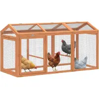 PawHut Kippenhok-Dennenhout, metaal-156L x 70,5B x 84H cm-Oranje