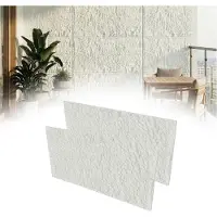 NaiZy 3D Muurpaneel Steenlook 120x60x3 cm, 2 Stuks PU Zelfklevende Wandbekleding, Waterdicht Steenpaneel voor Keuken, Badkamer & Woonkamer, Type A - Marmerwit -