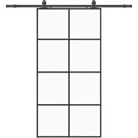 vidaXL Schuifdeur met beslagset 102,5x205 cm ESG glas zwart