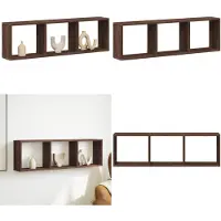 vidaXL Wandkast 100x16x30 cm bewerkt hout bruin eikenkleur