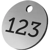 Combicraft ronde sleutellabels of nummerplaatjes van acrylaat zilverkleurig 25 mm met gat - 1 t/m 50