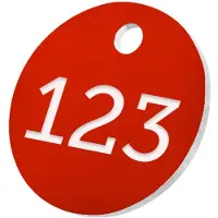 Combicraft ronde sleutellabels of nummerplaatjes van acrylaat rood 25 mm met gat - 1 t/m 50