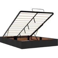 vidaXL Ottomanbed met matras en LED-verlichting, zwart, 140 x 190 cm, met stoffen bekleding