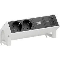 Bachmann DESK2 bureauonderdeel, 2x CEE7/3 stopcontacten, 1x USB-C poort met 65W vermogen, lengte 0,2 meter, kleur RAL9010