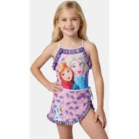 Disney Frozen Badpak met rokje / Sarong - Meisjes - Paars - Maat 122/128 - 7/8 A - Zwempak Kind