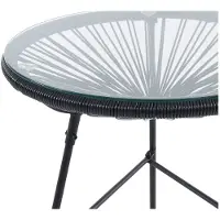 Vente-unique Tuintafel van gevlochten harsdraden - Zwart - ALIOS II L 50 cm x H 50 cm x D 50 cm
