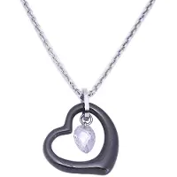 Orphelia HSG-031/1 - Ketting met hanger hart - Roestvrij staal / Keramiek - 50 cm