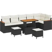 vidaXL Tuinbank Set 9 st Zwart poly rattan