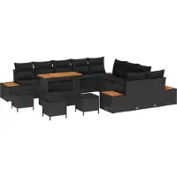 vidaXL Tuinbank Set 14 st Zwart poly rattan