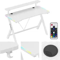 Huzaro Hero 1.9 - 120 cm gamingtafel - met RGB-verlichting - stevige constructie - blauw