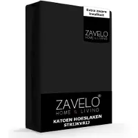 Zavelo Hoeslaken Katoen Strijkvrij Zwart-Lits-jumeaux (160x210 cm)
