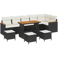 vidaXL Tuinbank Set 10 st Zwart poly rattan