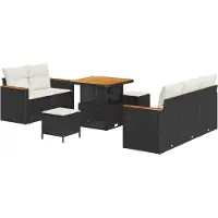 vidaXL Tuinbank Set 8 st Zwart poly rattan